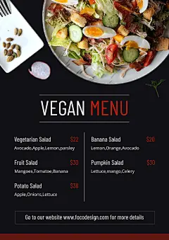 Vegan Restaurant Healthy Dining Salad Food Menu