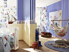 小户型婴儿房条纹壁纸装修效果图片