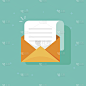 新的电子邮件消息图标，扁平的纸盒信封与开放的邮件通信，电子邮件信件的剪贴画