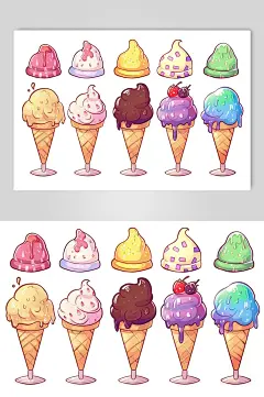 AI数字艺术手绘冰淇淋甜品插画
