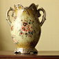 欧式乡村田园家居装饰品复古裂纹花器 托斯卡娜双耳陶瓷花瓶