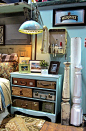boho kinda look - the suitcases on the shelf as drawers :-)