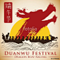 Poster with Rising Dragon in Brushstroke Style for Duanwu Festival