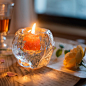 掬涵 冰洞烛杯烛台装饰桌面摆件玻璃浪漫蜡烛光晚餐桌水晶北欧