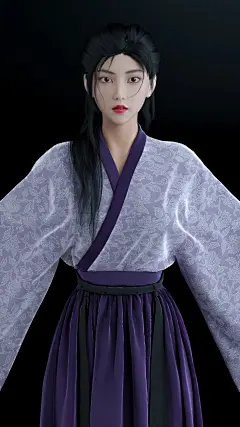 古风紫色汉服美女模型 - 角色/人物/生物 - 作品模型 - CG模型网