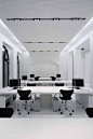 Another clean black and white office open space _: 