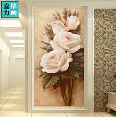 玄关壁纸走廊过道竖形背景墙创意墙纸客厅房间电视墙大型壁画