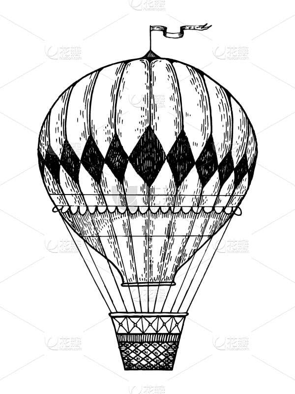 热气球,雕刻图像,分离着色,白色,白色背...