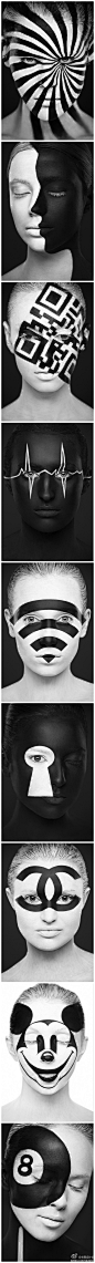 求是设计会：#求是爱设计#墨西哥摄影师Alexander Khokhlov：怪异美丽的黑白脸插图，
