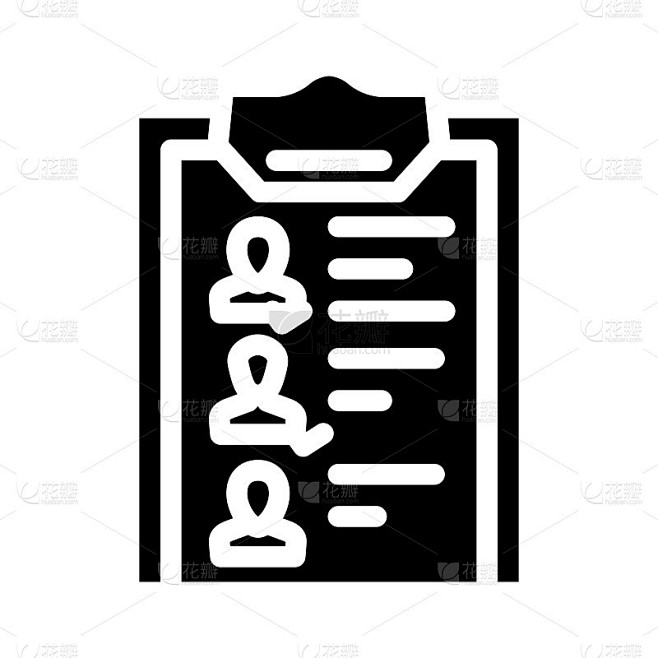 嘉宾名单字形图标矢量插图平坦