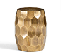 Elegant cylindrical golden side table. Discover more: coffeeandsidetables.com | #goldsidetable #cylindricalsidetable #elegantsidetable: 