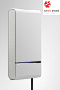 This may contain: the red dot award is awarded for its design and technology, which includes an electronic device with