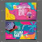 夏季布局模板设计，假日，假期，横幅，彩色，矢量插图，纹理和抽象的背景。