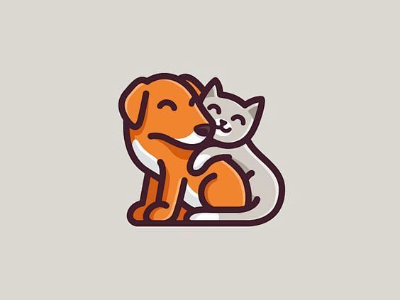 猫与狗元素结合的LOGO图形设计 ​​​...