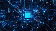 【AI数字艺术】计算机芯片集成电路板 科幻感图片下载