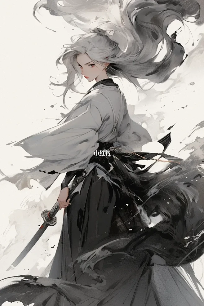 水墨｜白色女侠客