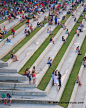 Step terraces of lawn and concrete at Waterfront Park in Chattanooga, Tennessee.