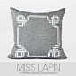 MISS LAPIN/法式/样板房棉麻靠包靠垫抱枕/灰色边框立体绣花方枕