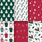 Hand drawn christmas pattern collection