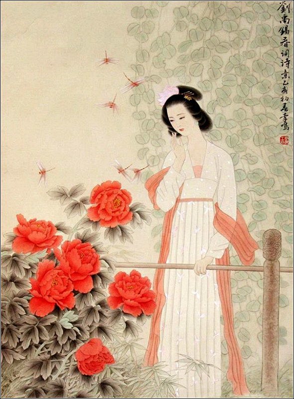 绘画古装美女==闭月羞花