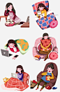 宅生活人物插画合集图片大小2000x3020px 图片尺寸4.66 MB 来自PNG搜索网 pngss.com 免费免扣png素材下载！卡通人物#卡通手绘#看电视的小女孩#看书的小女孩#睡觉的猫咪#宅生活人物插画合集#