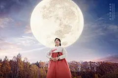 当空明月 紫色梦幻 秋夕秋分 秋季海报设计PSD tid292t000847