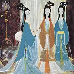 纤裳飘袂若舞。清妆柳眉轻描，绰约如许。 泠泠弦音，漫传今宵心语。 此生约、休负人心，携子手、风雨同赴。 共沉沦、天上人间，美眷效神侣。 图：林风眠仕女画 更多精彩敬请关注：@书画界  #书画知识大全##书画界#