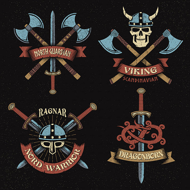 12个eps北欧维京人海盗标志矢量图设计素材2016081004淘宝网