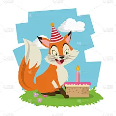 生日,狐狸,动画片,贺卡,分离着色,白昼,华丽的,事件,请柬,问候