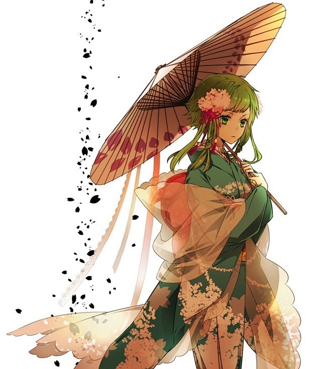 打伞的华丽系和风美少女人物插画美图