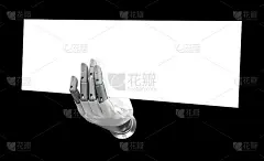机器人手拿着空白的标志，把你的话