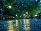 雨天。纽约市的联合广场公园。美国