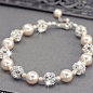 #珍珠手链# #斯洛华世奇珍珠#Swarovski Pearl and Rhinestone Bridal Bracelet, $57.. oh holy crap. combines my love of pearls and sparkle perfectly!