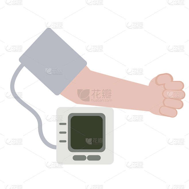 绘画插图,简单,白色背景,血压计,健康保健,脉搏图,背景分离,测量工具,脉诊,设备用品