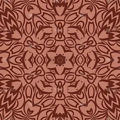 东方花卉图案。曼荼罗的设计。矢量插图。手绘万花筒背景。红砖色