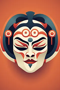 AI数字艺术国粹花脸京剧面具脸谱插画-众图网