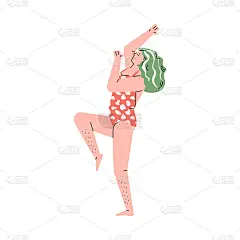 身体呈阳性的女性与未剃腿，素描矢量插图孤立。