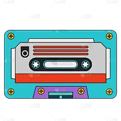 卡通感文体娱乐磁带元素 