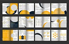 企业业务小册子模板设计和业务建议书布局设计、公司简介、黄背景项目建议书