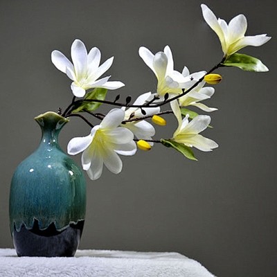 现代新中式 兰花插花样板房茶几餐桌卫生间...