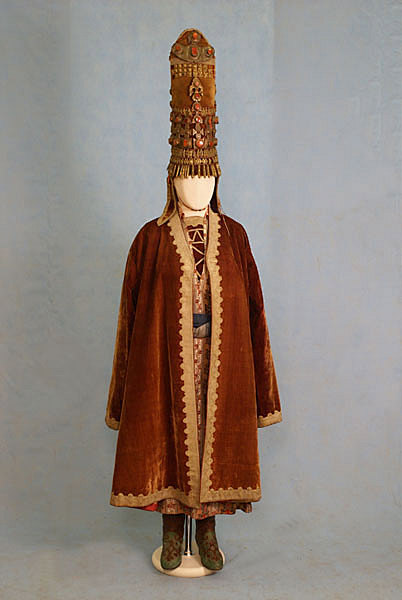 13:31:4119世纪上半叶 西哈萨克斯坦 哈萨克人女性婚礼礼服民族子芦该