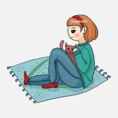 春节休假清新调手绘插画风养猫咪的女孩PNG免抠图图片大小2200x2200px 图片尺寸764.39 KB 来自PNG搜索网 pngss.com 免费免扣png素材下载！春节出游#红色袜子#卡通手绘#绿色毛衣#清新调#手绘插画风#