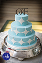 Blue and white cake.