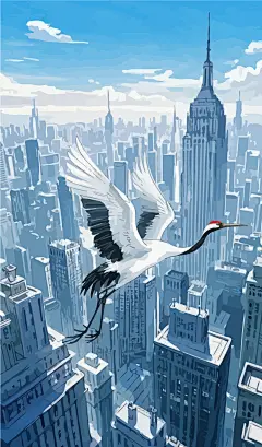 仙鹤丹顶鹤矢量图形插画元素