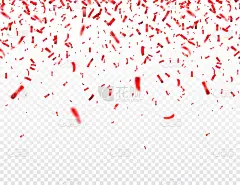 圣诞节，情人节的红色纸屑透明的背景。闪亮的光彩夺目。节日派对设计元素