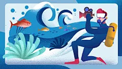 生态保护世界海洋日插画