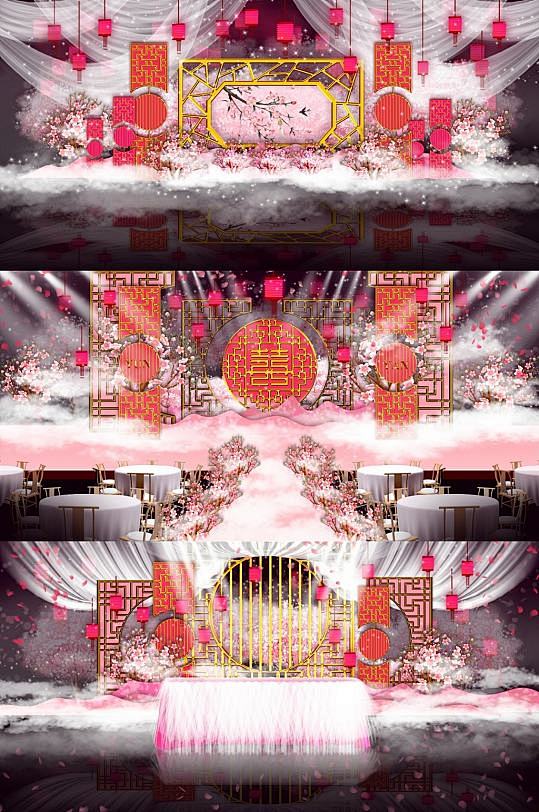 粉色中国风婚礼效果图-众图网