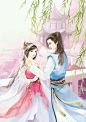 彼岸花。手绘，古风。