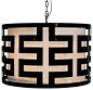 Worlds Away Hicks Black Lacquer Greek Key Pendant - midcentury - chandeliers - Matthew Izzo