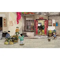 怀旧80后手绘游戏墙纸童年回忆马路边边麻辣烫火锅店串串香3d壁纸-淘宝网